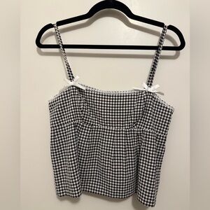 Revolve Black and White Gingham Spaghetti Strap Cami Top
